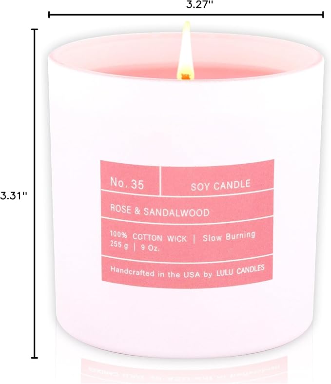 Lulu Candles | Rose & Sandalwood | Smells Floral & Woody | Luxury Scented Soy Jar Candle | Hand Poured in The USA | Highly Scented & Long Lasting (9 Oz. Limited Edition)