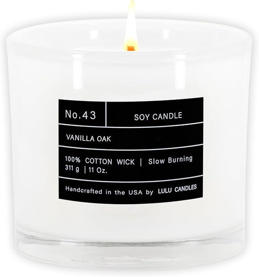 Lulu Candles | Vanilla Oak| Luxury Scented Soy Jar Candle | Hand Poured in The USA | Highly Scented Long Lasting (11 Oz.)