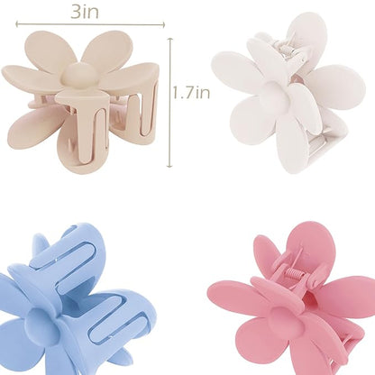 Flower Hair Clips 6 PCS Flower Claw Clips Daisy Clips for Women Matte Large Claw Clips Strong Hold Jaw Clamps Hair Accessories for Thick Hair 6 Colors