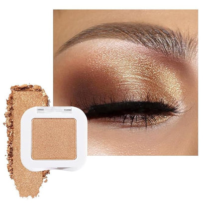 evpct Golden Shimmer Single Eye shadow Palette Makeup for Older Women, Bronze Glitter Sparkly Cream Eye Shadow Palette Brightener for Older Women, High Pigment Waterproof Monochrome Mini Eyeshadow