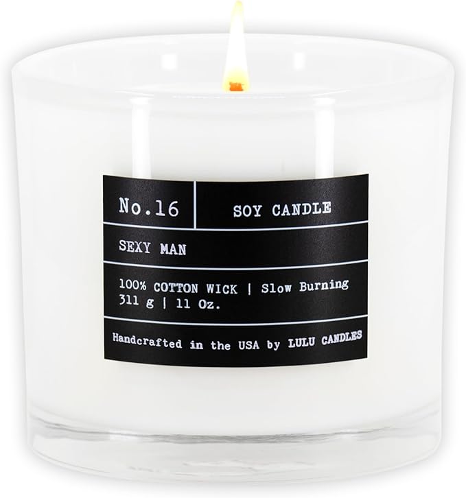 Lulu Candles | Sexy Man| Luxury Scented Soy Jar Candle | Hand Poured in The USA | Highly Scented Long Lasting (11 Oz.)