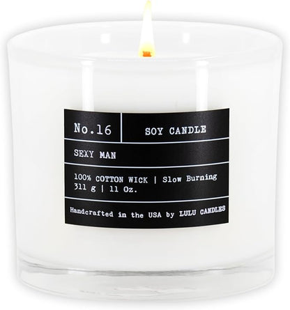 Lulu Candles | Sexy Man| Luxury Scented Soy Jar Candle | Hand Poured in The USA | Highly Scented Long Lasting (11 Oz.)