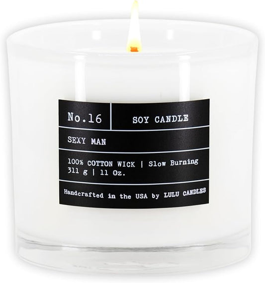Lulu Candles | Sexy Man| Luxury Scented Soy Jar Candle | Hand Poured in The USA | Highly Scented Long Lasting (11 Oz.)