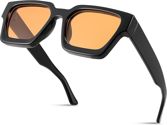 FEISEDY Retro 90s Square Sunglasses for Women Men Trendy Chunky Rectangle Sunglasses UV400 Protection B2385