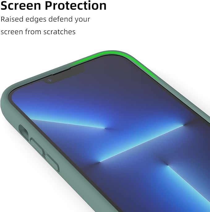 K TOMOTO Compatible iPhone 13 Pro Max Bumper Case (6.7 Inch), Liquid Silicone Frame Case [Shock-Absorb] [Raised Edge Protection] [Drop Protection] [Silky and Soft Touch], Pine Green
