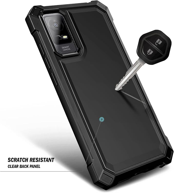 NZND Compatible with TCL ION X Case, TCL ION V with [Built-in Screen Protector], Full-Body Protective Shockproof Rugged Bumper Cover, Impact Resist Case (Black)