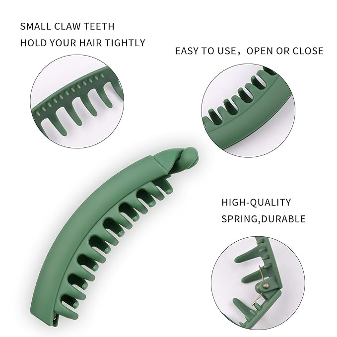 7 Pcs Large Banana Clip 5.1" Big Banana Hair Clip for Thick Hair, No-Slip Ponytail Matte Holder Hair Claw for Women