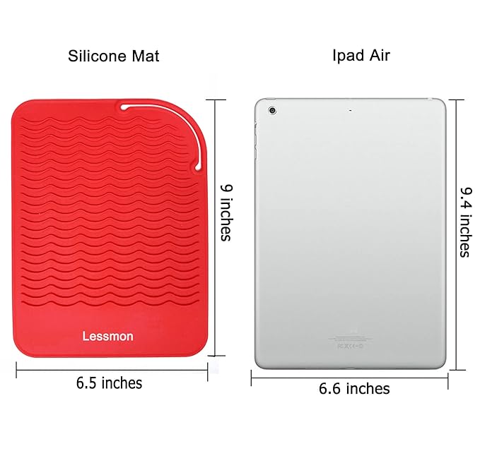 Heat Resistant Mat for Curling Irons, Hair Straightener, Flat Irons and Hair Styling Tools 9" x 6.5", Red