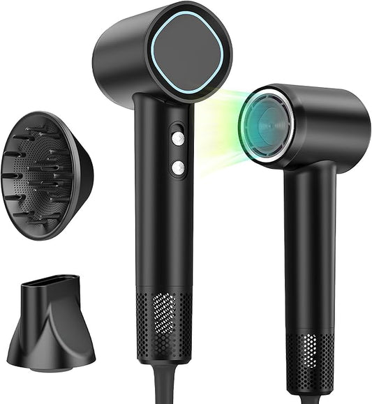 Hair Dryer, Fast-Drying Blow Dryer 500 Million with Diffuser, 160,000 RPM Lightweight Portable Ionic Travel Professional Hair Dryer for Home/Gift(Black)