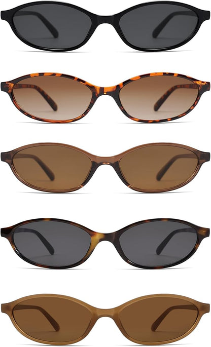 Retro Oval Cat Eye Sunglasses for Women Y2k Trendy Narrow Sunnies Designer Sun Glasses AR82253