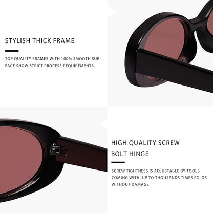 VANLINKER Polarized Retro Oval Sunglasses for Women and Men Small 90s Style VL9580