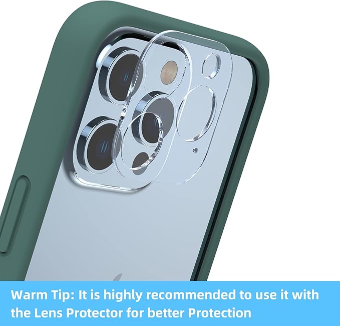K TOMOTO Compatible iPhone 13 Pro Max Bumper Case (6.7 Inch), Liquid Silicone Frame Case [Shock-Absorb] [Raised Edge Protection] [Drop Protection] [Silky and Soft Touch], Pine Green