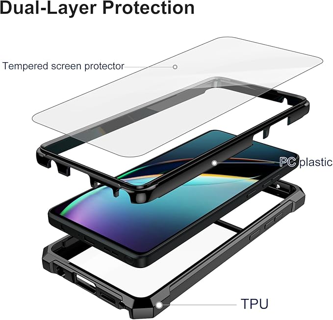 Ailiber for Motorola Moto G Stylus 5G 2024 Case, Moto G Stylus 5G 2024 Clear Case with Screen Protector, Dual Layer Shockproof Bumper, Transparent Protective Cell Phone Cover-Black