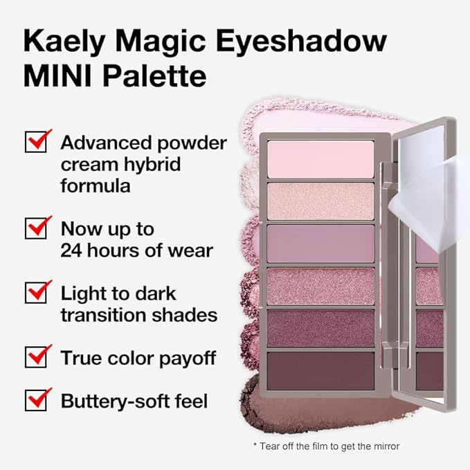 Kaely 6 Colors Mini Rose Gold Pink Eye Shadow Palette Makeup, Neutral Matte Shimmer Eyeshadow Palette for Older Women Highly Pigmented Waterproof, paleta de sombras de ojos, Vegan & Cruelty-free, 04