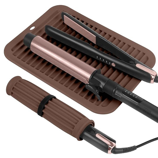 Large Silicone Heat Resistant Mat, Professional Hot Hair Tools Mat for Curling Iron, Flat Iron, Hair Straightener, Portable Hot Pad Cover with Velcro for Travel Home Salon(11.8" x 9.0")