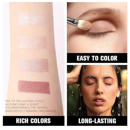 4 Colors Champagne Rose Gold Lavender Deep Brown Eye Shadow Palette Makeup, Neutral Matte Shimmer Eyeshadow Palette for Women Highly Pigmented Waterproof, paleta de sombras de ojos, Vegan&Cruelty-free