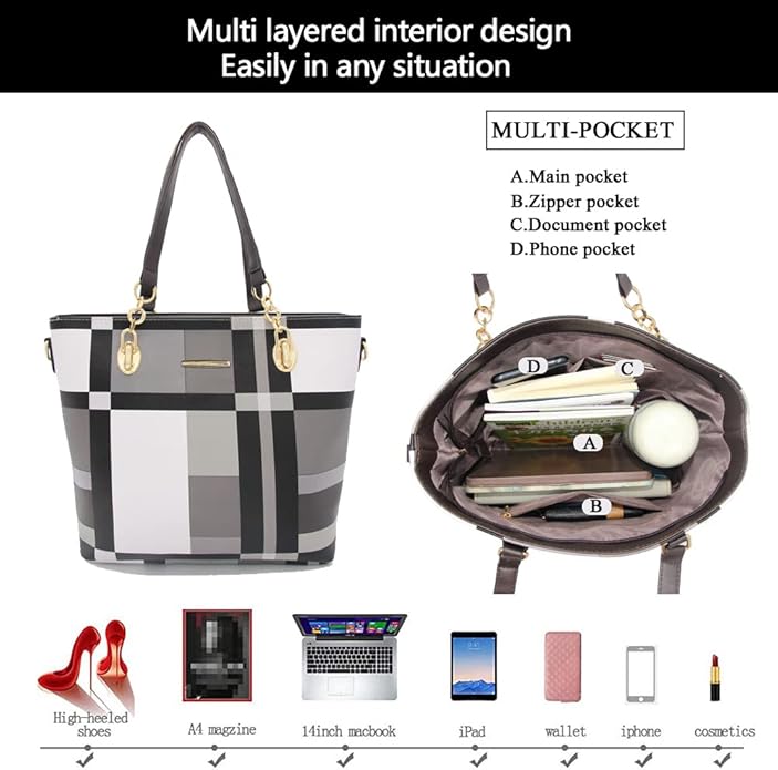 2E-youth Designer Purses and Handbags for Women Satchel Shoulder Bag Tote Top Handle Bag
