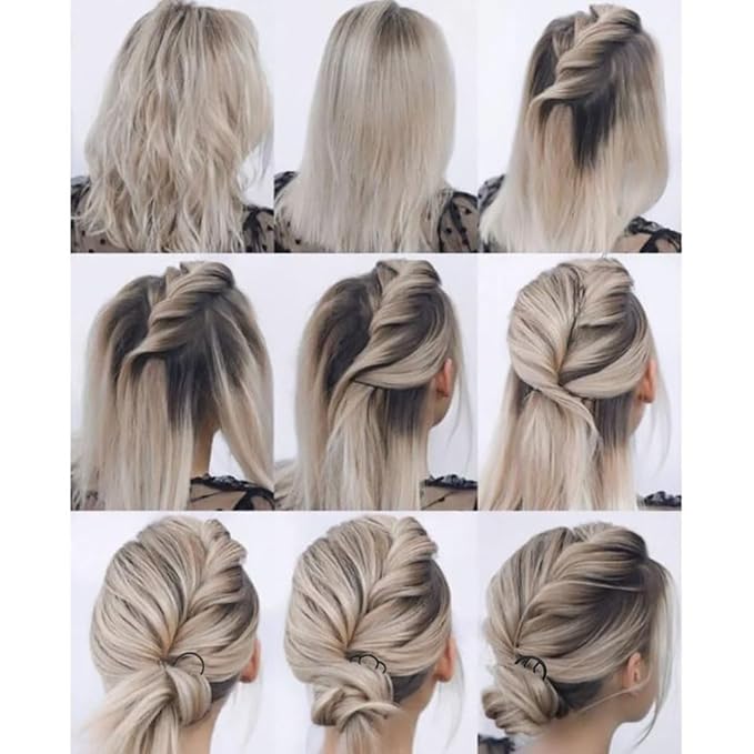 7 Pcs Metal Hair Side Combs Hair Fork Clip Teeth Hair Pin Stick for Updo Bun, U Shape Hair Combs for Vintage Hairstyle Hair Accessories, Fine Hair Combination