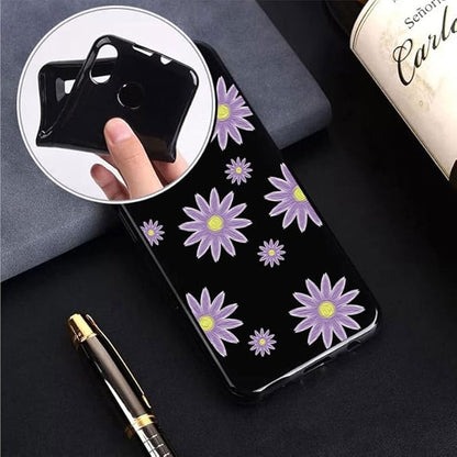Case for Fossibot F109 5G (6.74"), Black Soft TPU Bumper Phone Case, Slim Shockproof Silicone Military Grade Drop Protective Shell for Fossibot F109 5G - Purple Flower