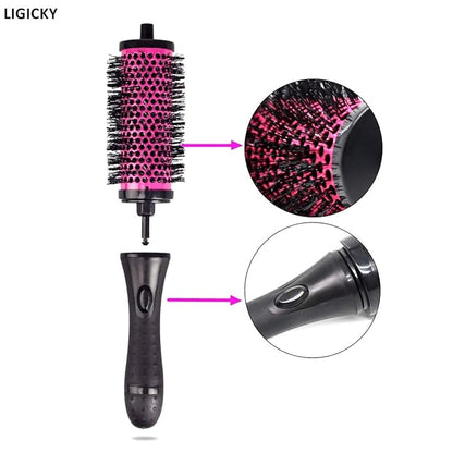 LIGICKY Blowout Brush Set with 2.0’’ Detachable Barrels Round Brushes Hair Styling Tool, 1 Handle 5 Barrels, Medium