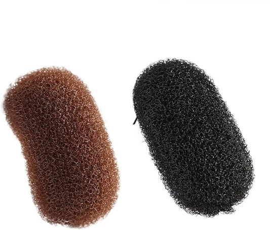 2 Pcs Volume Hair Base Inserts Bump It Up Hair Pads - Black and Coffee