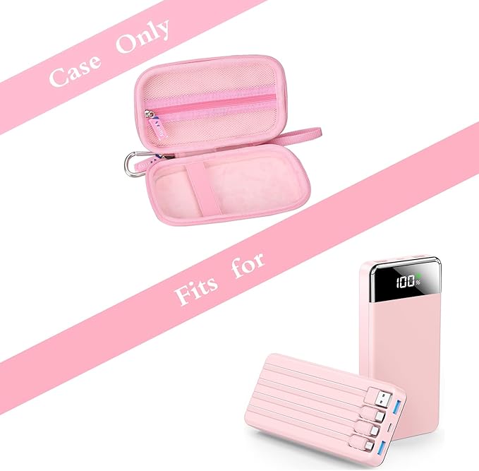 Hard Travel Case for SABANI for LOVELEDI for IAPOS for Pxwaxpy for OHOVIV for FOCHEW Portable Charger Power Bank, Storage Holder for Fast Charging Battery Protective Case (Pink)