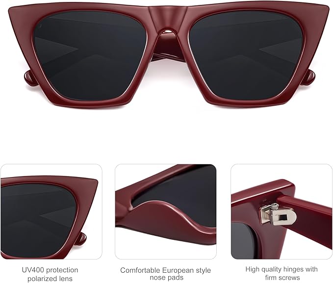 SOJOS Trendy Oversized Square Cateye Polarized Sunglasses Womens Big Frame Shades SJ2115