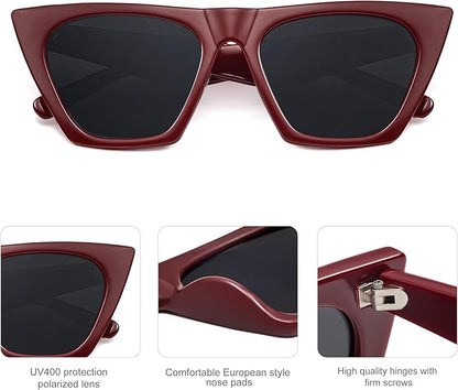 SOJOS Trendy Oversized Square Cateye Polarized Sunglasses Womens Big Frame Shades SJ2115