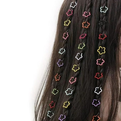 100PCS Colorful Star and Love Shape Braids Ring Clips Hair Jewelry Braid Locs Hair Cute Rings Accessories(Colorful)