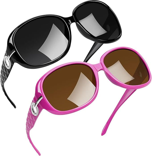 Joopin Big Womens Sunglasses Polarized Trendy Sun Glasses Large Rectangle UV Protection Rhinestone Sunnies