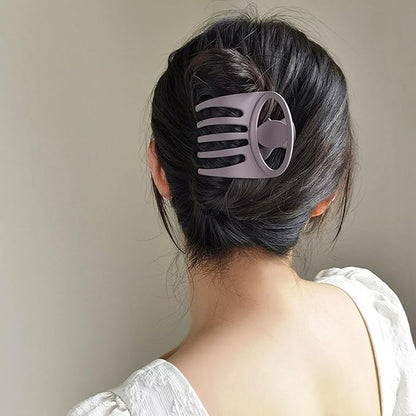 6 PCS 3Inch Curved Flat Hair Clips, French Concord Flat Hair Claw Matte Finish Hair Styling Accessories, Volume Strong Hold Banana Barrettes Hair Clips for Women