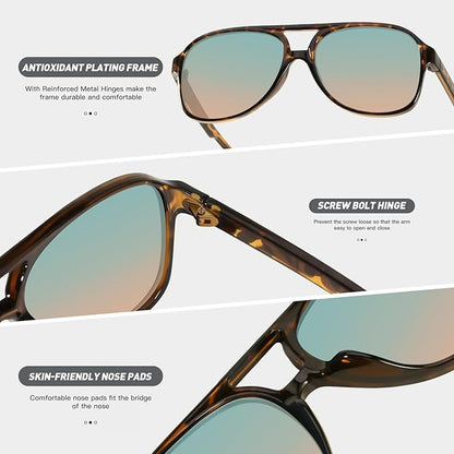 YDAOWKN Retro Aviator Sunglasses for Women Mens Large Frame Classic Vintage 70s Sun Glasses Aviators