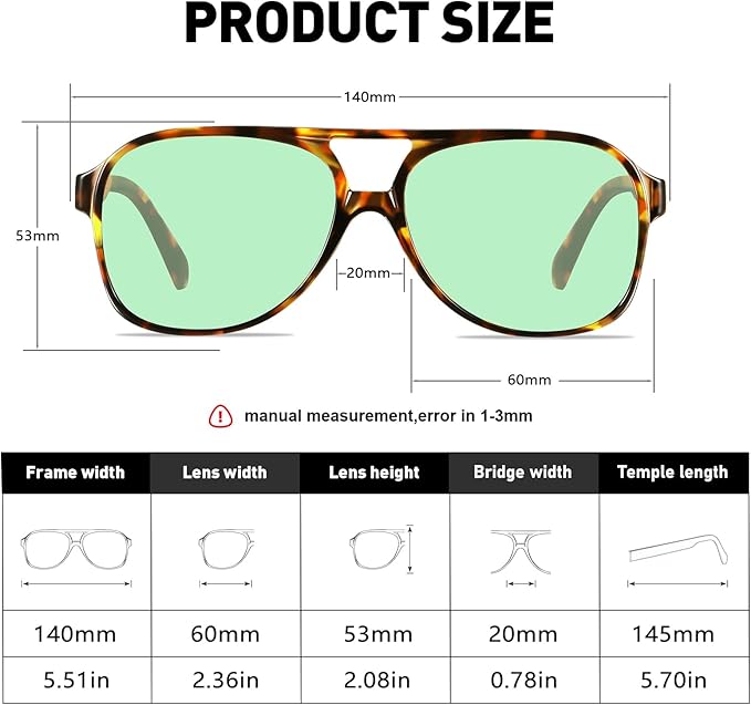 YDAOWKN Retro Aviator Sunglasses for Women Mens Large Frame Classic Vintage 70s Sun Glasses Aviators