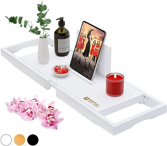 ROYAL CRAFT WOOD Premium Bathtub Tray - Expandable Bath Tray for Tub - Luxury Bathtub & Bathroom Accessories