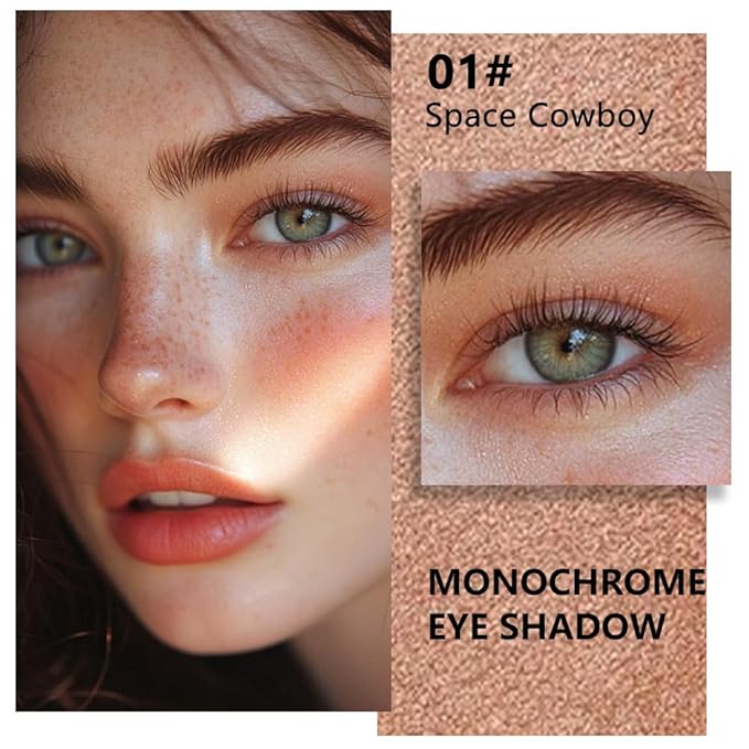 evpct Champagne Gold Shimmer Single Eye shadow Palette Makeup for Older Women, Glitter Sparkly Cream Eye Shadow Palette Brightener for Older Women, High Pigment Waterproof Monochrome Mini Eyeshadow