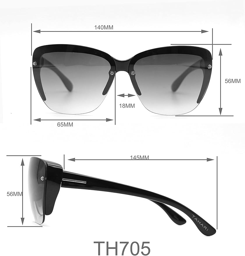 TAHARI Th705 Stylish 100% Uv Protective Women's Cat Eye Sunglasses. Elegant Gifts for Her, 65 Mm