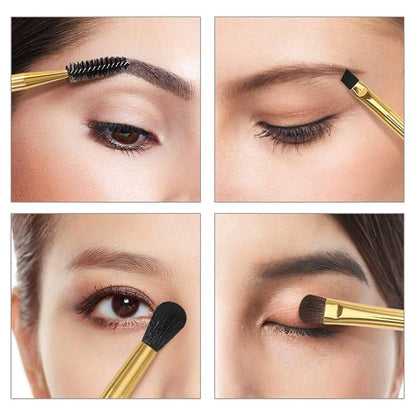 Docolor Duo Eyebrow Brush with Eyeshadow Brushes, 2PCS Professional Angled Eye Brow & Spoolie Brush Premium Synthetic Bristles Perfect for Lining Shaping Brows, Spoolie for Brows/Lashes(White&Golden）