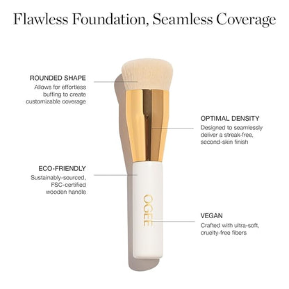 Ogee Makeup Brush Set - Includes Professional Quality Foundation Blender Brush, Ultra-Soft, Precision Brush & Makeup Brush Cleaner