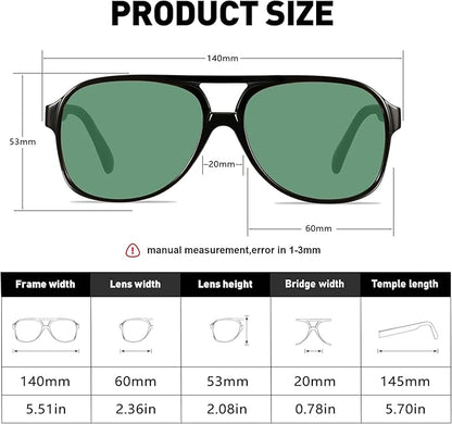 YDAOWKN Retro Aviator Sunglasses for Women Mens Large Frame Classic Vintage 70s Sun Glasses Aviators
