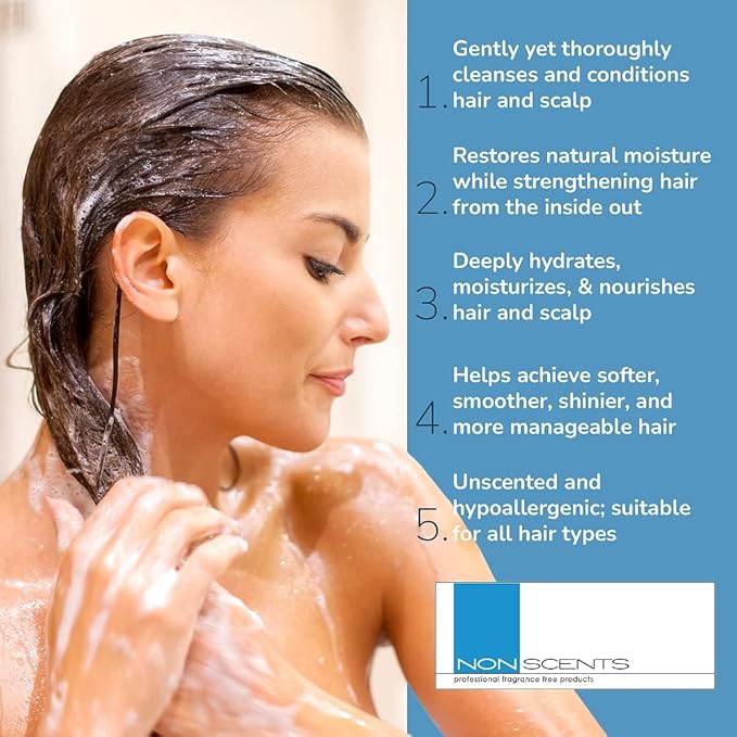 Nonscents Original Formula Fragrance Free Shampoo, Hypoallergenic for All Hair Types, Hydrating & Moisturizing Unscented Shampoo for Dry Scalp with Keratin and Silk Amino Acids Made in USA