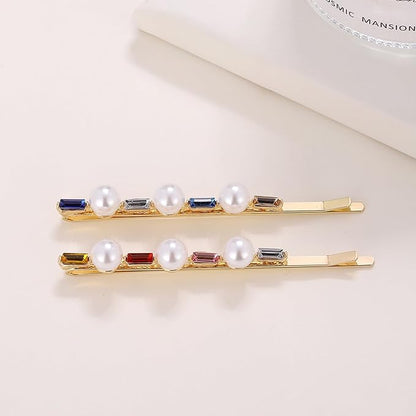 2PCS Rhinestone Hair Pins, Crystal Hair Clips, Handmade Cute Hair Barrettes, Hollow Geometric Hairpins, Elegant Metal Hairpin Hair Accessories Headwear Styling Tools, Gifts for Women Girls (TypeA)