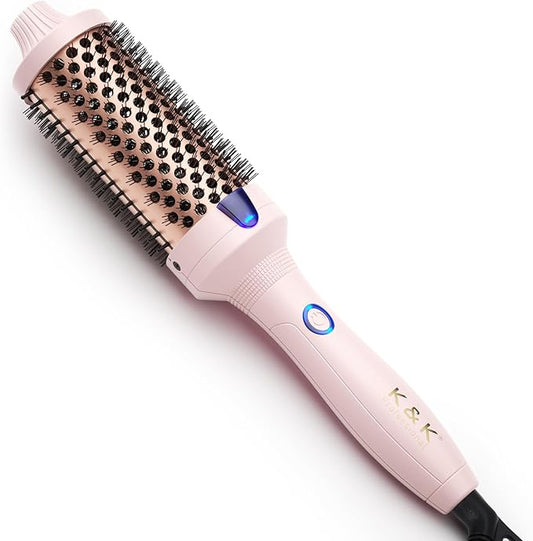K&K Thermal Brush Curling Iron 1.77 Inch Ceramic Tourmaline Ionic Hair Styler for Loose & Voluminous Curls, Dual Voltage for Long Hair