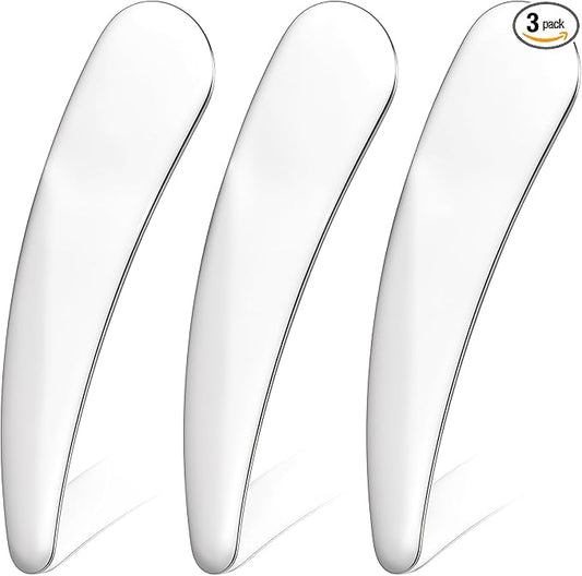 3pcs Mini Metal Makeup Spatula Set, Reusable Cosmetic Cream Spoons, Skincare Scoop Applicator for Mixing and Sampling Face Eye Cream, Silver Beauty Tools for Hygienic Application