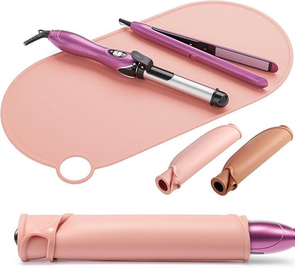 Noverlife Heat Resistant Mat for Hair Tools, Large Makeup Mat, Silicone Hot Tools Mat for Curling Iron/Flat Iron/Straightener Pad, Non-Slip Vanity Protector Pad, Kitchen Counter Mat, 19.6"x9.8"