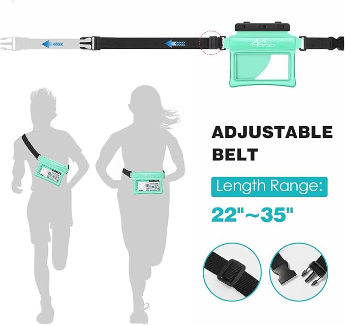 MoKo Waterproof Phone Pouch Fanny Pack, Floating Dry Bag for Swimming Kayaking Snorkeling, Compatible with iPhone 14 13 12 11 Pro Max X/Xr/Xs Max, Galaxy S21 Ultra/S9/Note 10 Plus, Mint Green