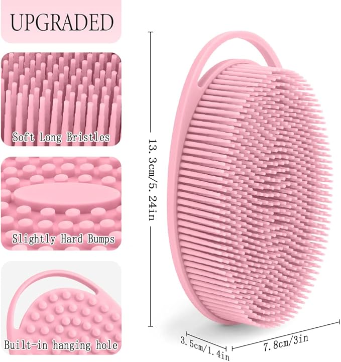 3 Pack Silicone Exfoliating Body Scrubber, Soft Loofah Fit for Sensitive and All Kinds of Skin, Clean and Sanitary, Rapid Foaming