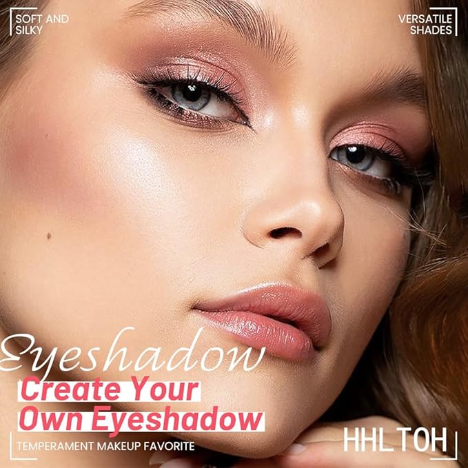 Eyeshadow Quad, Nude Brown Matte Shimmer Eye Shadow Makeup Powder Palette, Suitable for Women's Daily Eyeshadow Makeup, Long-Lasting Waterproof and Smudge-Proof, Easy to Apply, with Built-In Mirror 01
