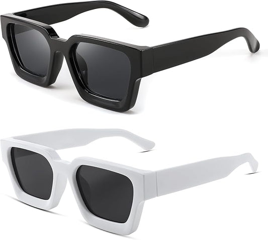 FEISEDY Retro 90s Square Sunglasses for Women Men Trendy Chunky Rectangle Sunglasses UV400 Protection B2385