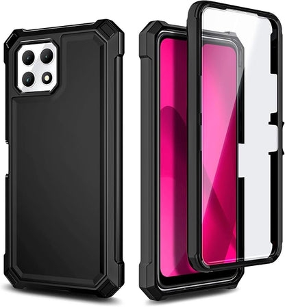 NZND Designed for T-Mobile REVVL 7 5G Case with [Built-in Screen Protector], Full-Body Shockproof Protective Rugged Bumper Cover, Impact Resist Phone Case (Black)