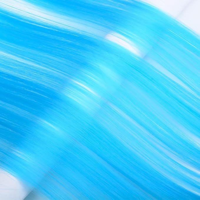 16Pcs Light Blue Clip in Hair Extensions Straight Synthetic Highlights Colored Party Hairpieces for Women Girls Festival Daily Outfits Used 20 inch(Light Blue)